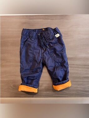 Baby Mexx Blue Lined Cargo Pants Elastic Drawstring Adjustable Waist 6-9 Months